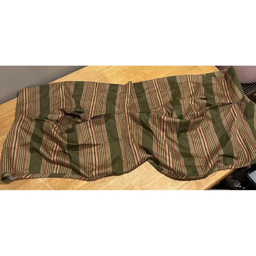 WAVERLY Classics Sweetwater Stripe Olive Green Amanda Curtain Valance 80x17"‎